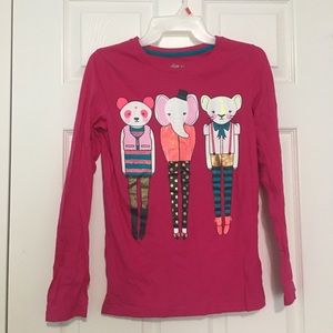 y2k vintage pink long sleeve baby tee with animals